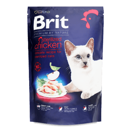 Корм для стерилізованих котів Brit Premium Nature з м’ясом курки, сухий