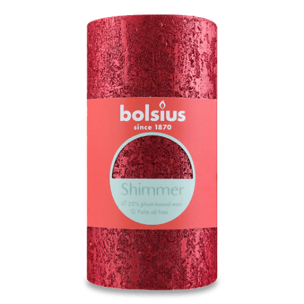 Свічка Bolsius руcтик з шимером металік червона 130/68