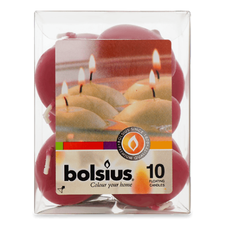 Набір свічок Bolsius плаваючих червоних 10 шт.
