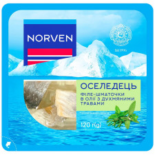 Оселедець Norven філе-шматочки в олії з духмяними травами 120г mini slide 1