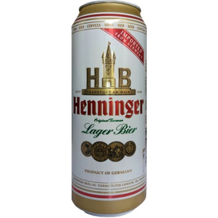 Упаковка пива Henninger Lager світле фільтроване 4.8% 0.5 л x 24 шт.