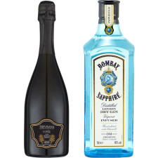Набір Френч 75: Вино ігристе Trevisana біле екстра-сухе 0.75 л + Джин Bombay Sapphire 0.7 л mini slide 1