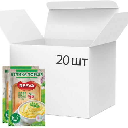 Упаковка пюре Reeva картопляного зі смаком курки 60 г х 20 шт