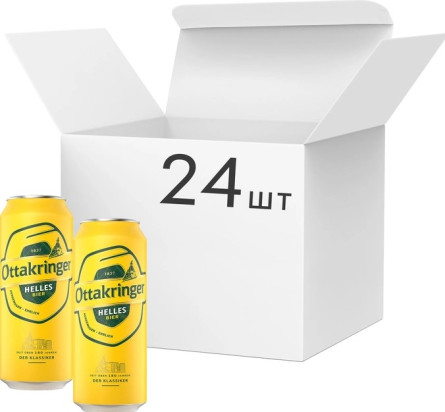 Упаковка пива Ottakringer Helles світле фільтроване 5.2% 0.5 л 24 шт