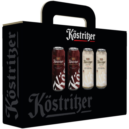 Подарочный набор пива Kostritzer Schwarzbier 4.8% 0.5 л x 2 шт + Kostritzel Edel Pils 4.8% 0.5 л x 2 шт slide 1