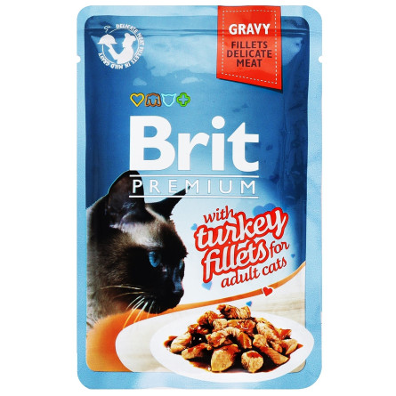 Корм Brit Premium з філе індички в соусі для котів 85г slide 1