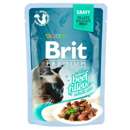 Корм Brit Premium с филе говядины в соусе для котов 85г