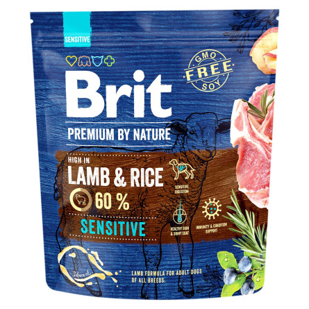 Корм сухий Brit Premium LambRice для собак з чутливим травленням 1кг