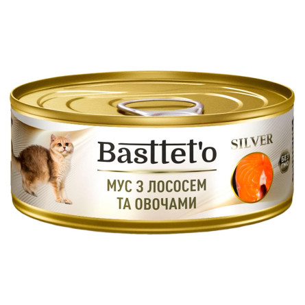 Корм Bastteto мусс с лососем и овощами для кошек 85г slide 1