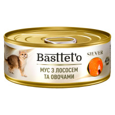 Корм Bastteto мусс с лососем и овощами для кошек 85г mini slide 1