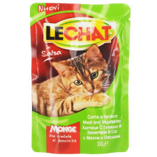 Корм Monge Lechat с кусочками говядины и овощей для кошек 100г mini slide 1