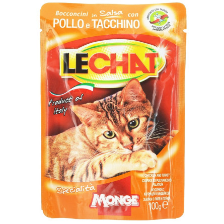 Корм Monge Lechat курка з індичкою для котів 100г slide 1