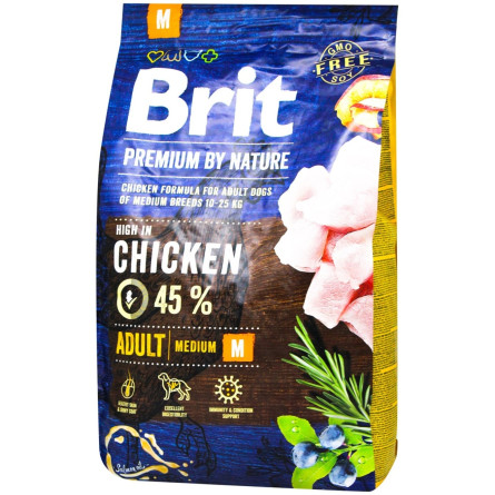 Корм Brit Premium Adult M для собак середніх порід 3кг