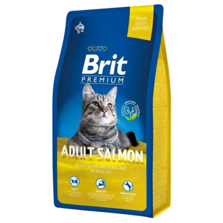 Корм сухой Brit Premium Adult Salmon для взрослых кошек с лососем для взрослых кошек 1,5кг