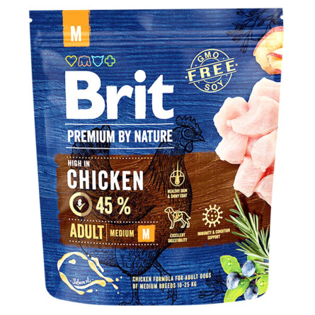 Корм cухий Brit Premium Adult M зі смаком курки для дорослих собак середніх порід 1кг slide 1