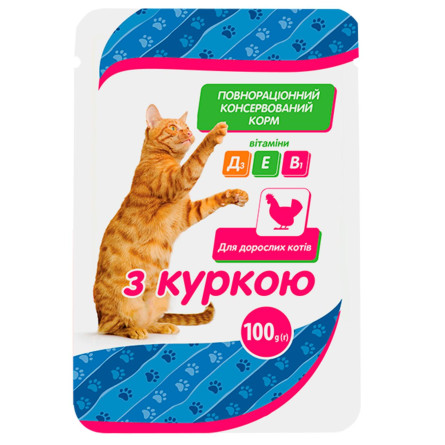 Корм Чистая ВыгоДА! для взрослых кошек с курицей 100г slide 1
