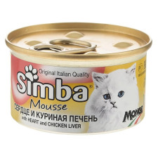 Корм Monge Simba влажный для взрослых кошек с куриной печенью и сердцем 85г mini slide 1