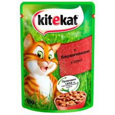 Корм Kitekat с говядиной в желе для котов 100г mini slide 1