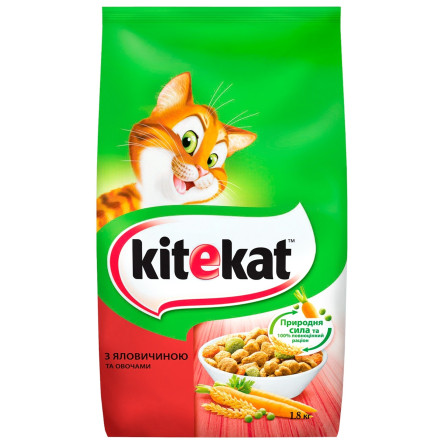 Корм сухий Kitekat для котів з яловичиною та овочами 1,8кг