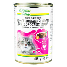 Консерва Кожен день для дорослих котів з куркою та качкою в соусі 415г mini slide 1