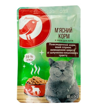 Корм Ашан мясной в желе для котов 85г