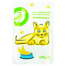 Корм Auchan для котов с говядиной консервированый 100г mini slide 1