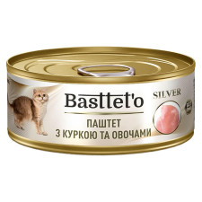 Корм Bastteto паштет з куркою та овочами для котів 85г mini slide 1