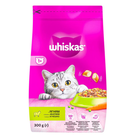 Корм Whiskas сухий для дорослих котів з ягням 300г