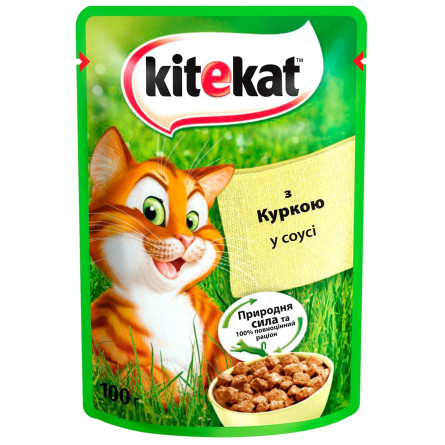 Корм Kitekat з куркою в соусі для дорослих котів 100г