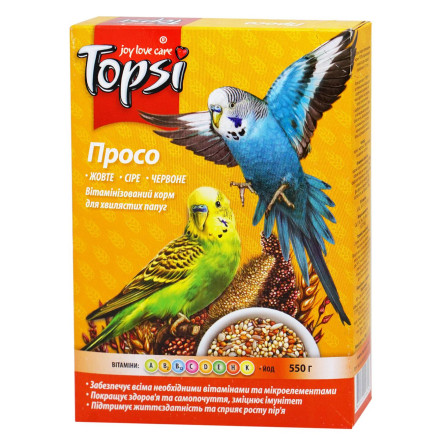 Просо вітамінізований корм Topsi для хвилястих папуг 600г