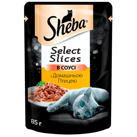 Корм Sheba Select Slices с домашней птицей в соусе для взрослых кошек 85г