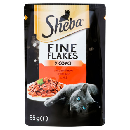 Корм Sheba Fine Flakes с говядиной в соусе для взрослых кошек 85г