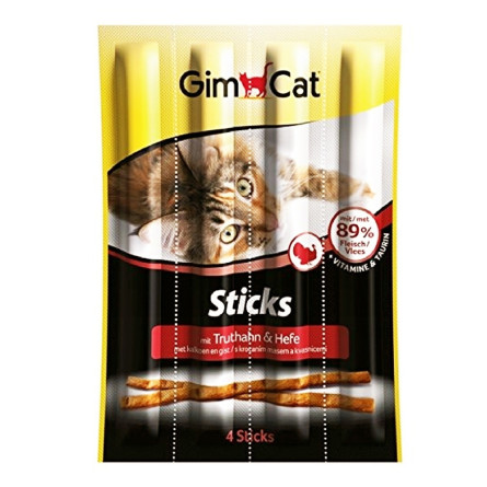Ласощі для котів GimCat Sticks індичка та кролик 4 шт
