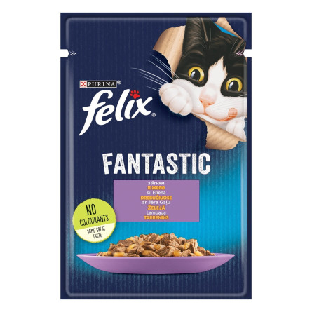 Корм Felix Fantastic з ягням в желе вологий для котів 85г