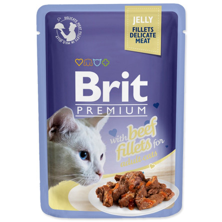 Корм Brit Premium с филе говядины в желе для кошек 85г