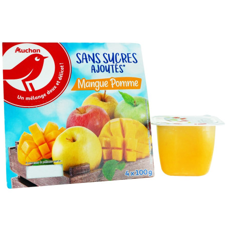 Пюре Ашан фруктовое яблоко-манго без сахара 100г slide 1