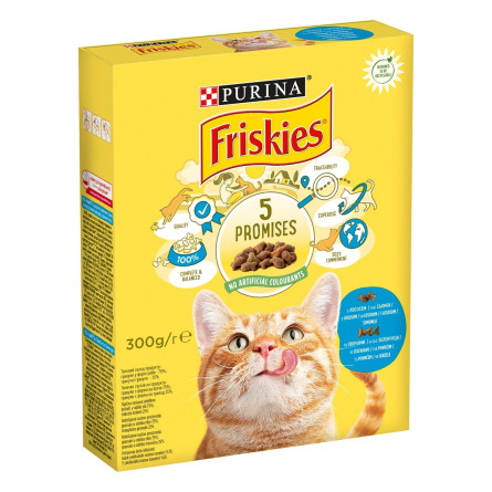 Корм Friskies З лососем та овочами сухий для дорослих котів 300г