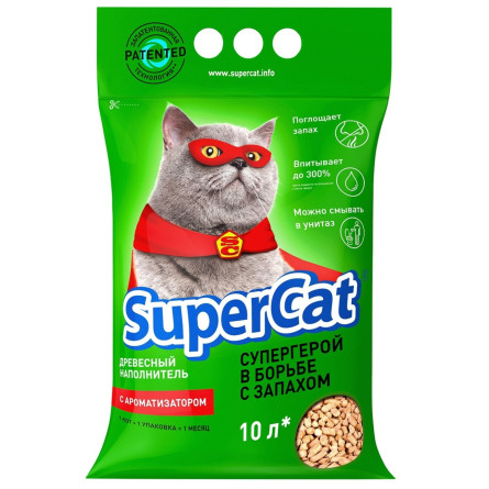 Наповнювач Super Cat деревний з ароматизатором для котячого туалету 3кг