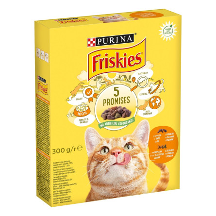 Корм сухий Friskies з куркою та овочами для дорослих котів 300г