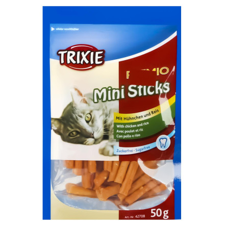 Ласощі Trixie Premio Mini Sticks для котів з куркою і рисом 50г slide 1