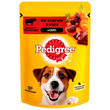 Корм Pedigree мікс яловичини та ягняти в соусі для собак 100г