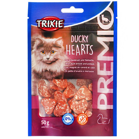 Ласощі Trixie Premio Hearts качка і мінтай для котів 50г