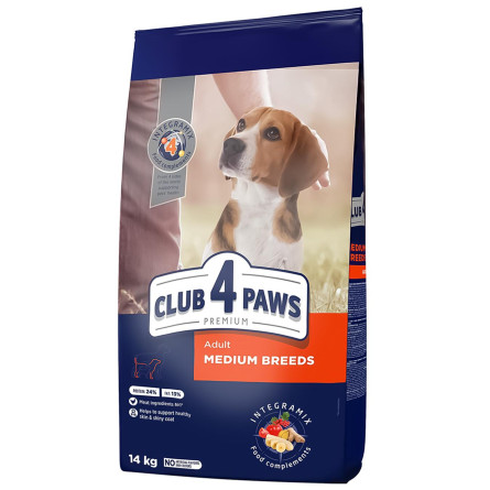 Корм сухий Club 4 Paws Premium для дорослих собак середніх порід 14кг