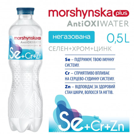 Вода мінеральна Моршинська Плюс Антіоксі селен+хром+цинк негазована 0,5л slide 5