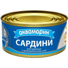 Сардини Аквамарин натуральні з додаванням олії 185г mini slide 1