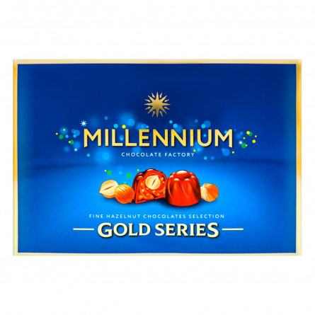 Цукерки Millennium Gold в молочному шоколаді з горіховим кремом та горіхами 205г slide 2