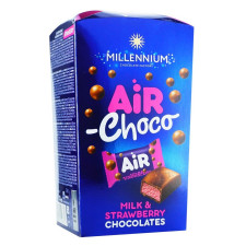 Цукерки Millennium Air Milk & Strawberry шоколадні з начинкою 100г mini slide 1