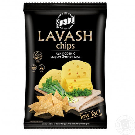 Чіпси Snekkin пшеничні лавашні зі смаком цибулі-порей та сиру Емменталь 70гЕмменталь 70г slide 2
