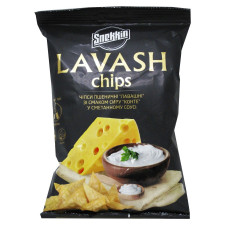 Чіпси Snekkin Lavash пшеничні лавашні зі смаком сиру Конте в сметанному соусі 70г mini slide 1