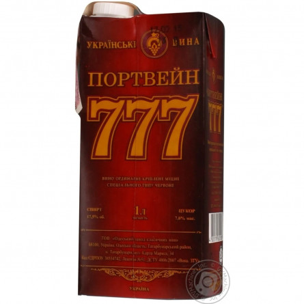 Вино Портвейн 777 красное 14,5% 1л slide 2